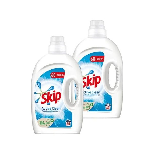 Detergente lavadora - Pack Skip detergente liquido limpieza profunda (caja de 2 unidades) | 120 LAVADOS | Limpieza profunda y frescura duradera en cada lavado